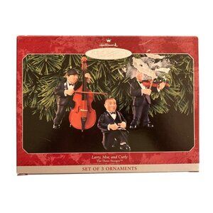Vintage Hallmark The Three Stooges Set of 3 Ornaments Moe Larry Curly 1998